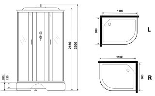 Душевая кабина Niagara NG-33194-14RG с гидромассажем 110x90см серебро/матовое